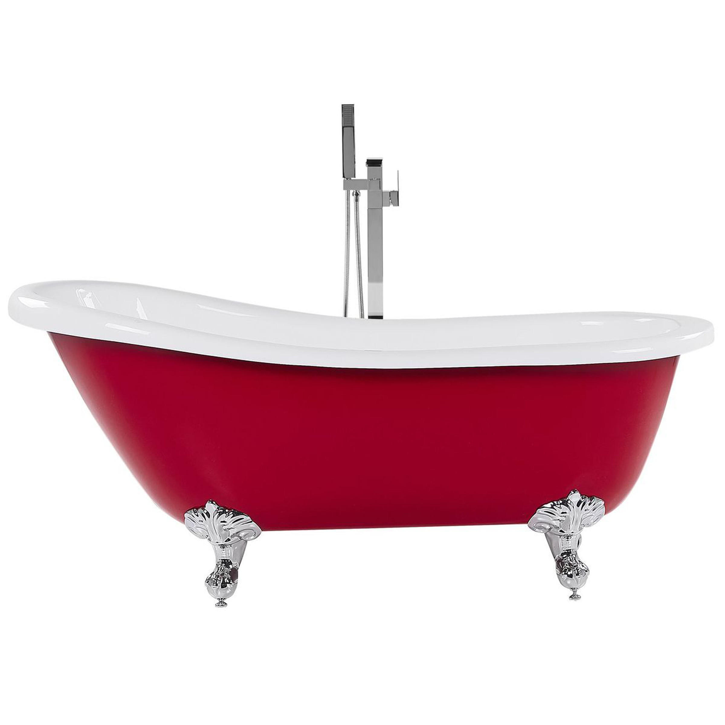 BADEWANNE FREISTEHEND 76x170x76 cm rot Cayman - Rot, Kunststoff (76/78/170cm) - Beliani