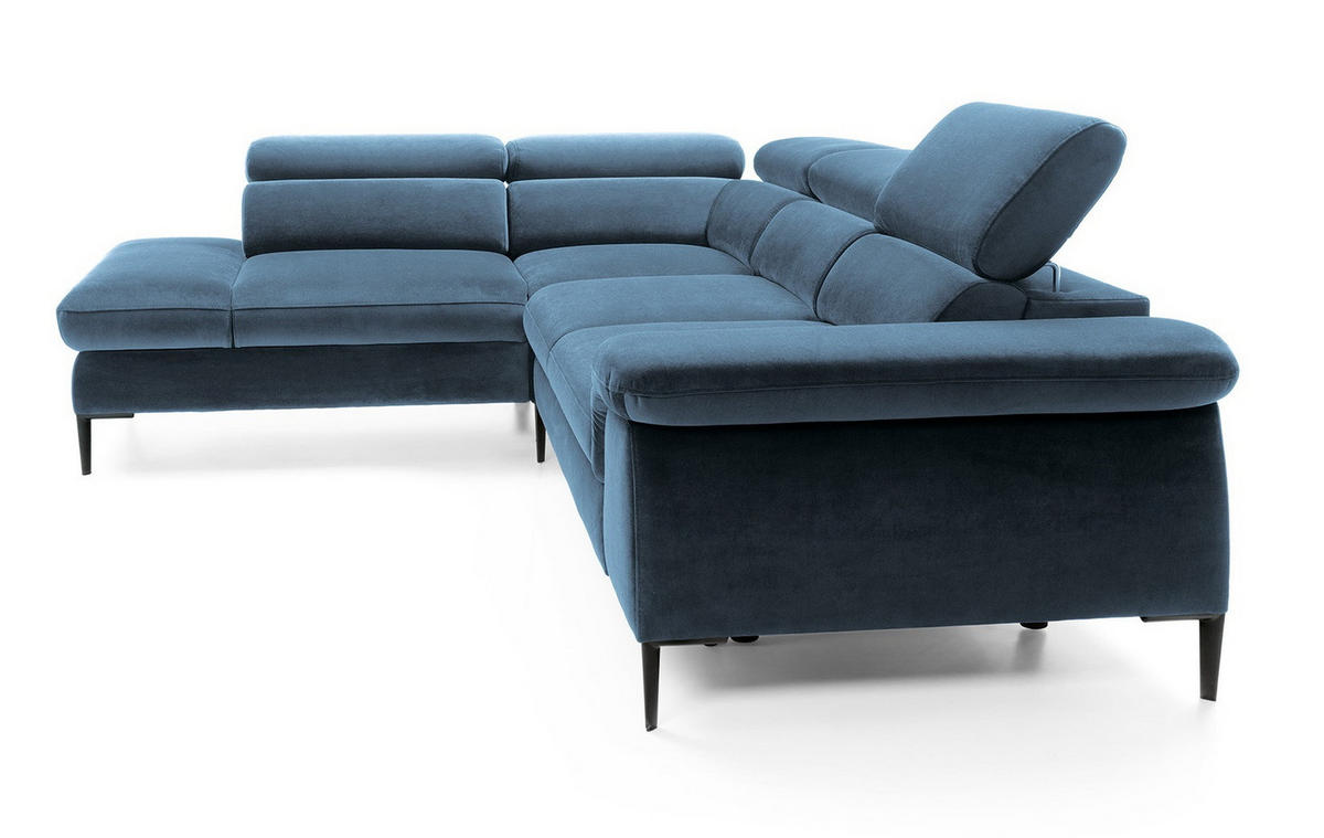 SCHLAFSOFA 280 cm Amaro L mit verstellbaren Kopfstützen, Links, Dunkelblau - Dunkelblau, Holz (280/214cm) - Emporius
