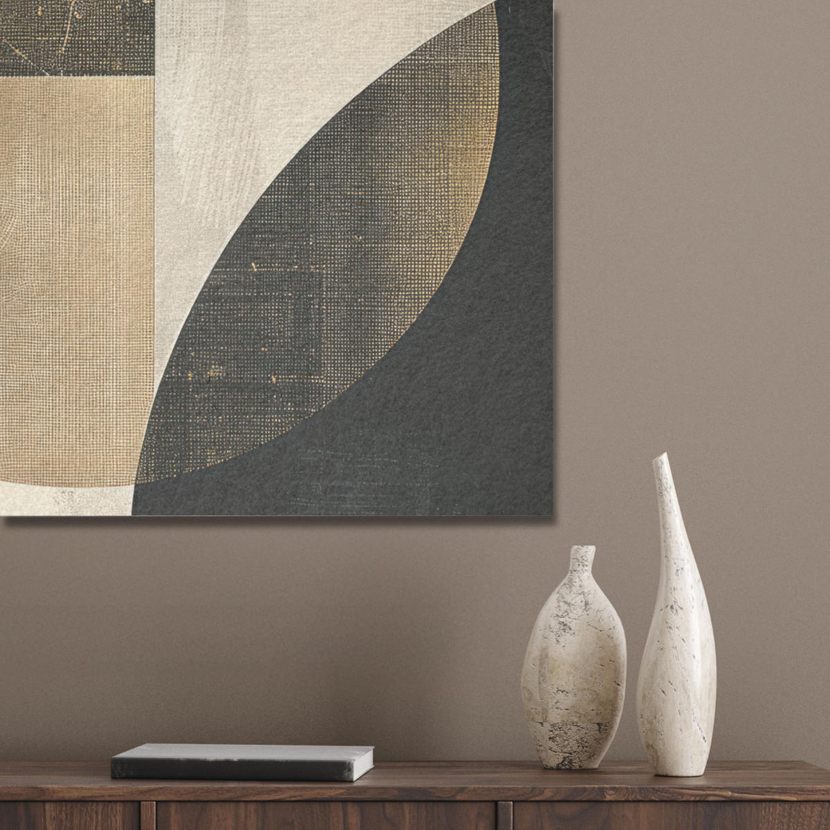 AKUSTIKBILD Abstrakt - Geometrische Formen - Schwarz - Gold Wanddeko 60x90 cm - Ecru, Kunststoff (60/90/0.9cm) - MuchoWow