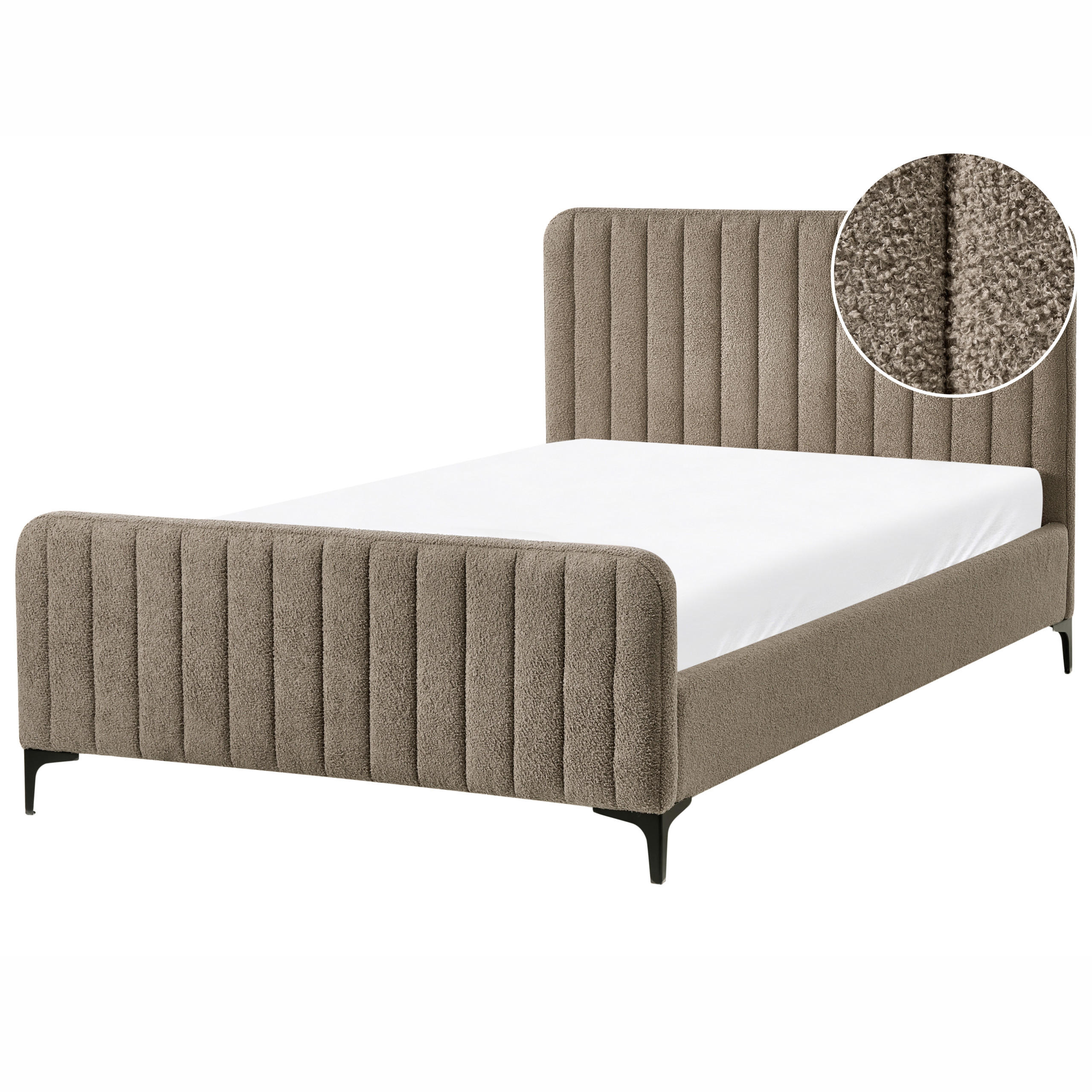 BETT mit Lattenrost 120/200 cm Taupe Lunan - Taupe/Schwarz, Textil (120/200cm) - Beliani