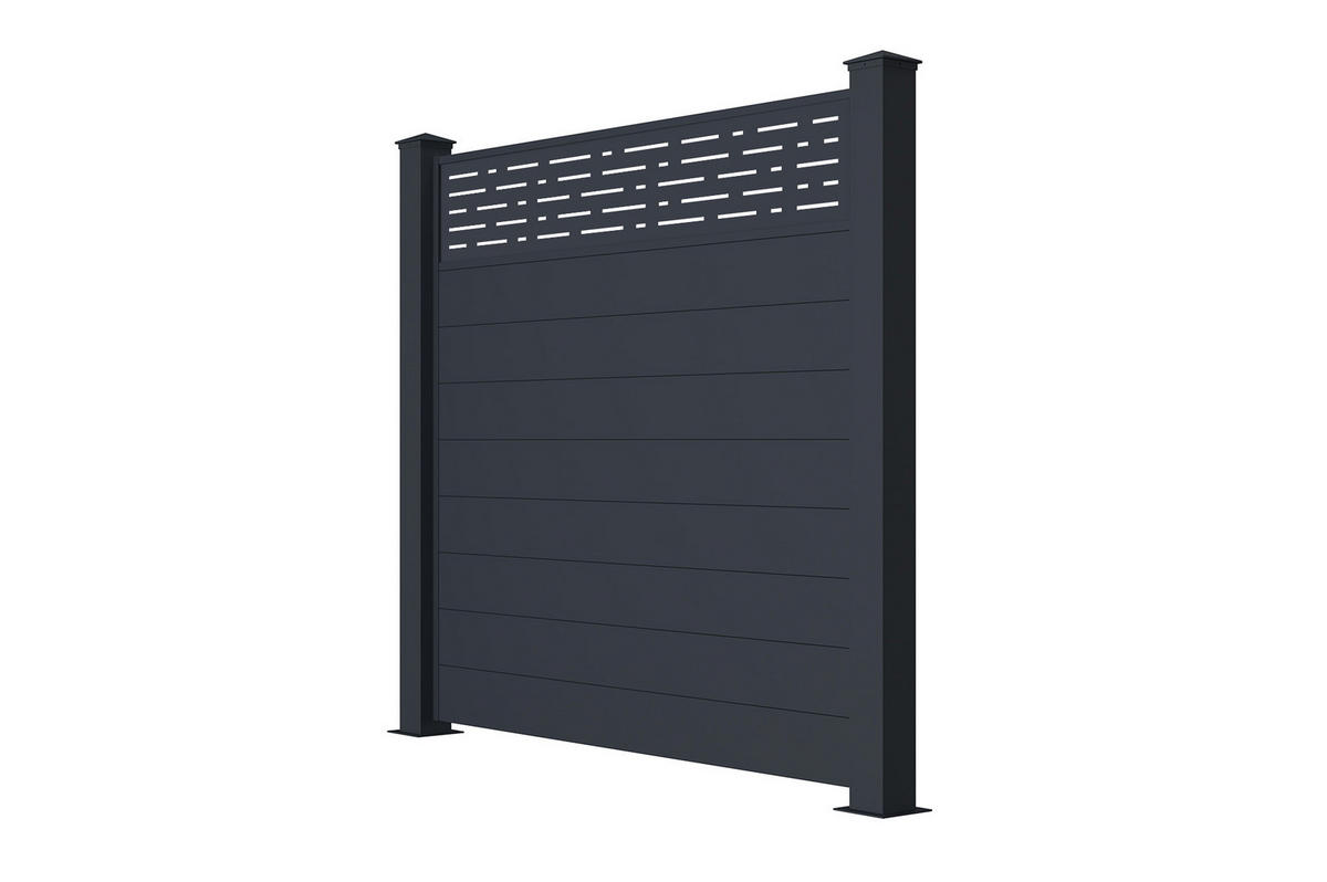 SICHTSCHUTZZAUN Arlberg grau 1,9m H.170cm aluminium - Grau, Metall (189/166cm) - Casanoov