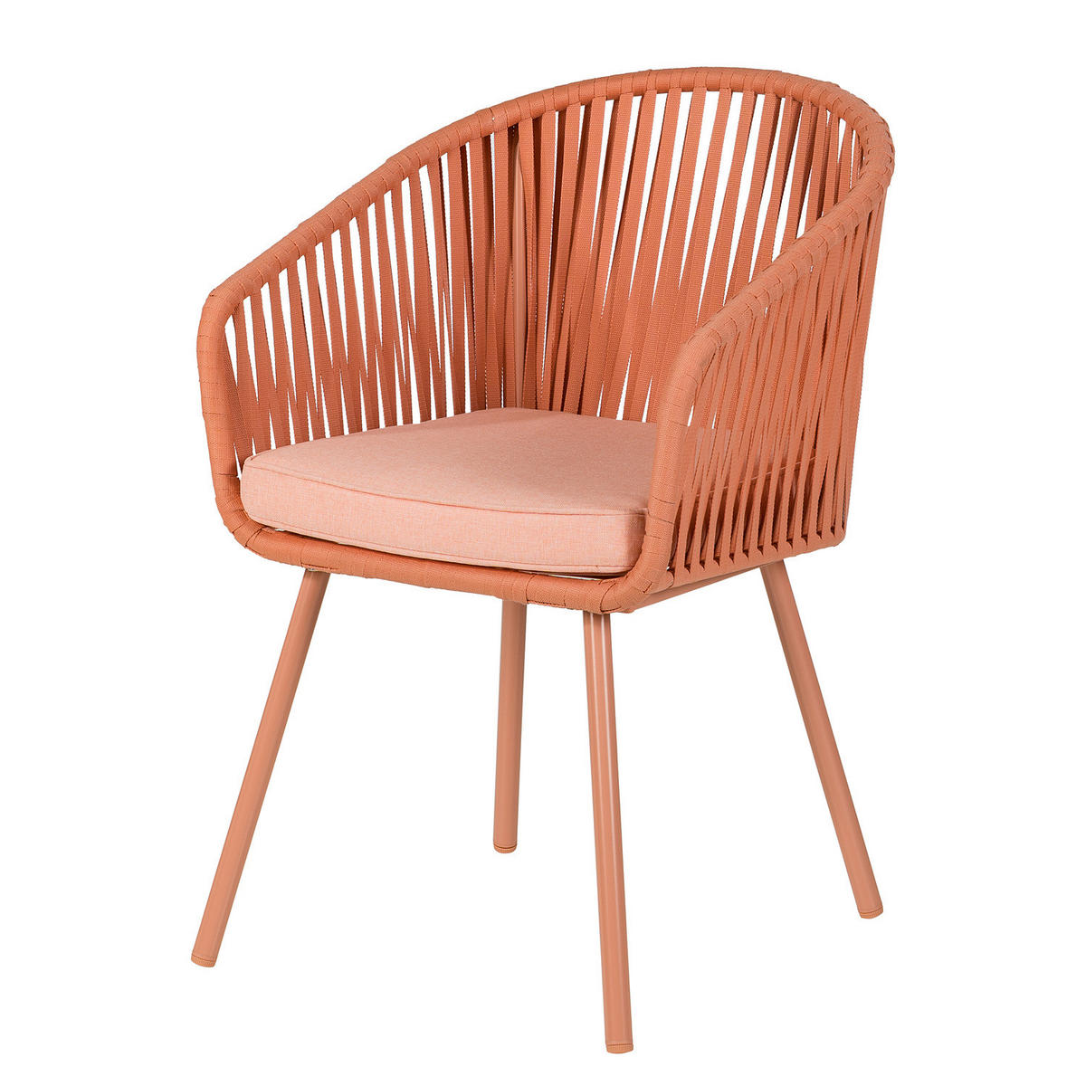 GARTENSTUHL - Stahl / Polyester - 2er-Set - Rosa, Textil/Metall (56/79/62cm) - home24