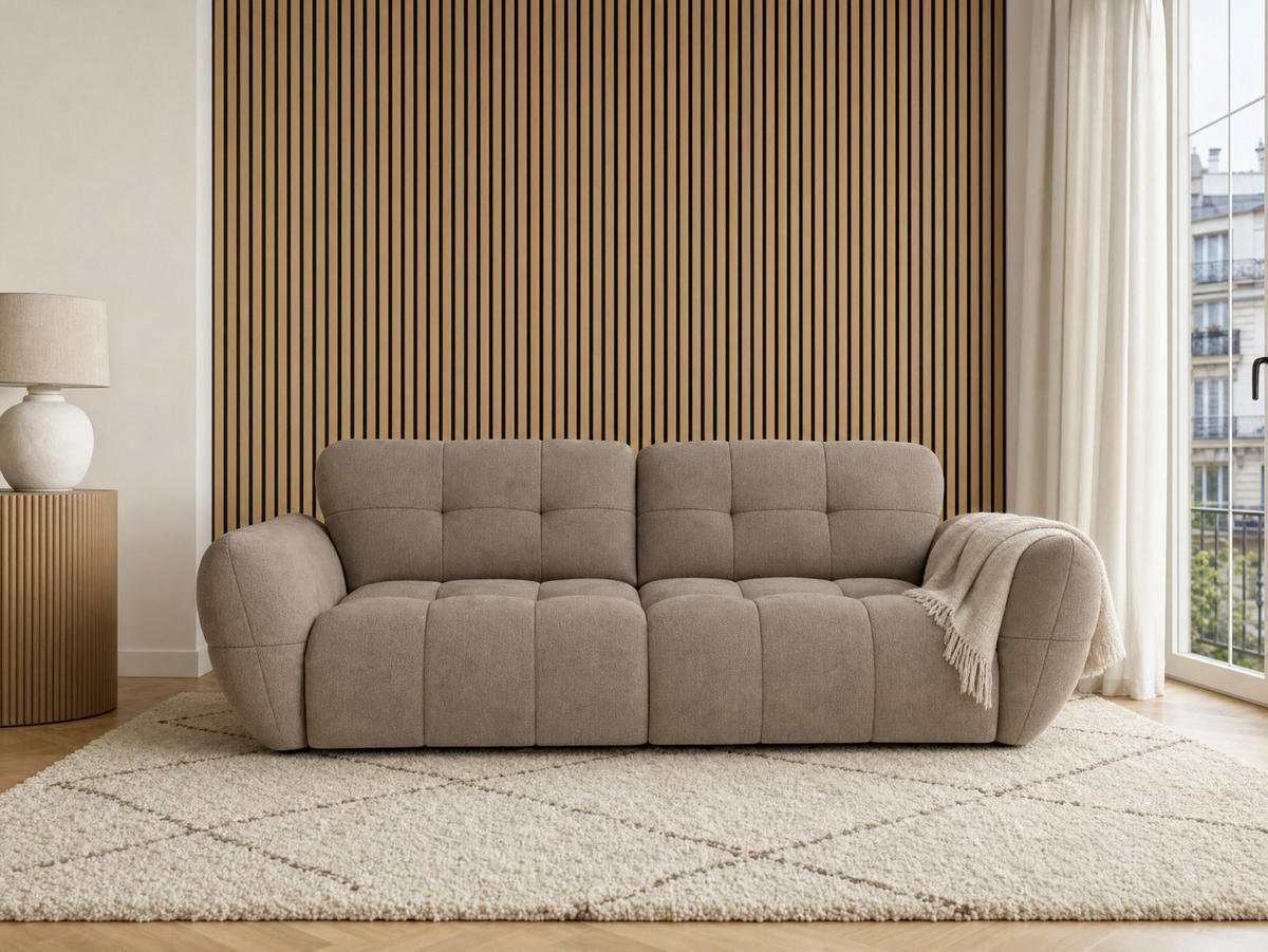 BIGSOFA Vannes Chenille Grau 272/134/68 cm - Naturfarben, Kunststoff/Textil (272/68/134cm) - foamnova