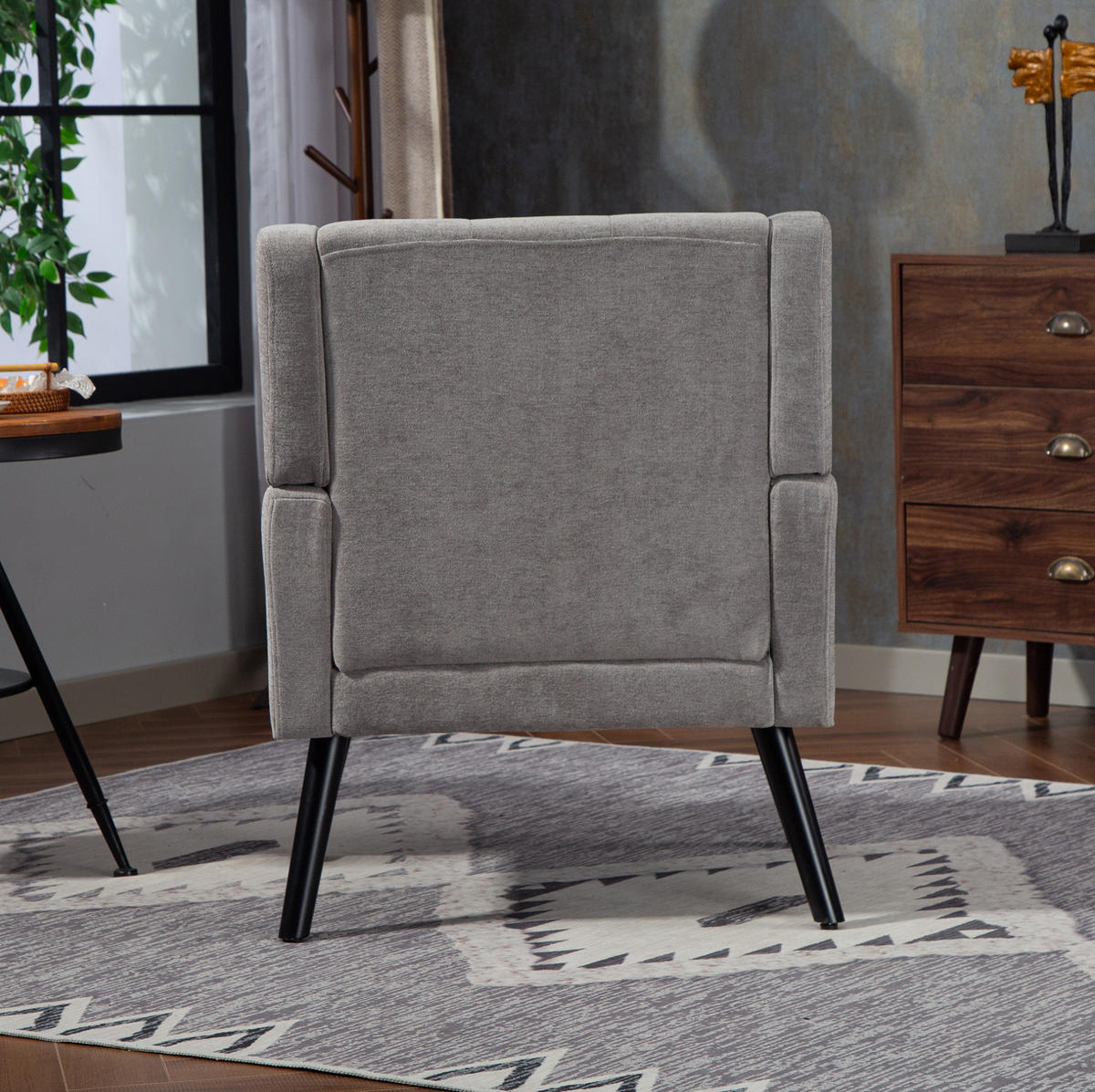 SESSEL Hellgrau mit Tufting und Massivholzbeinen, kompakt und bequem,76/68/88 cm - Hellgrau, Textil (76/88/68cm) - Flora Grace