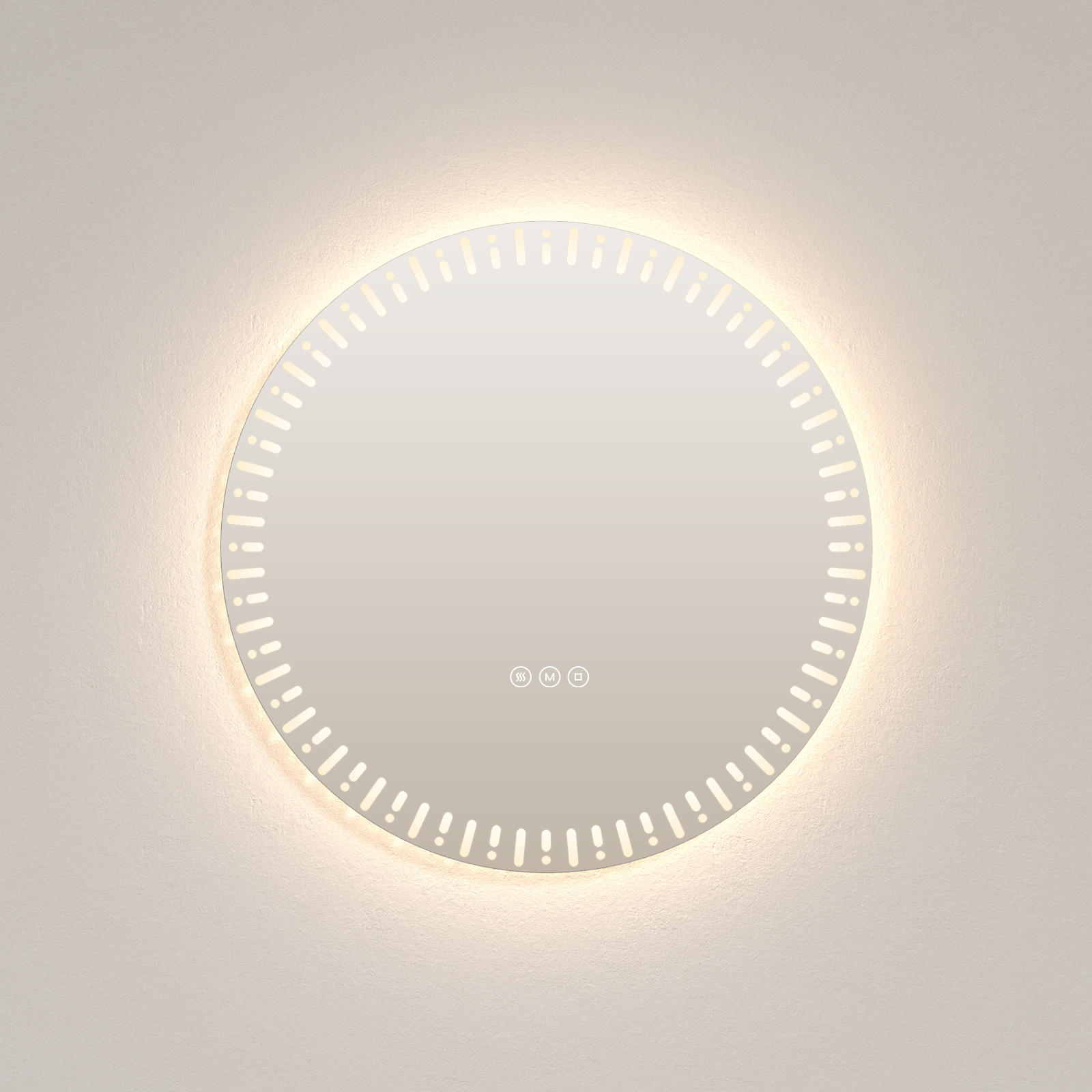 BADSPIEGEL Runder mit Beleuchtung mit Muster ф60 cm - Weiß, Glas (60/2.9/60cm) - EMKE