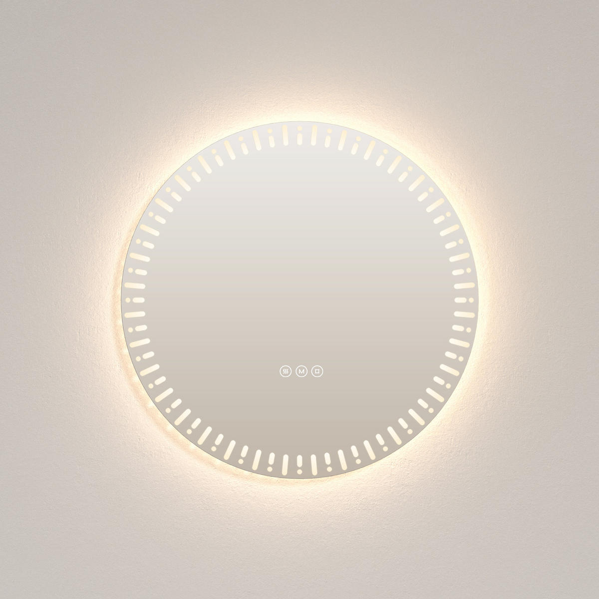 BADSPIEGEL Runder mit Beleuchtung mit Muster ф60 cm - Weiß, Glas (60/2.9/60cm) - EMKE