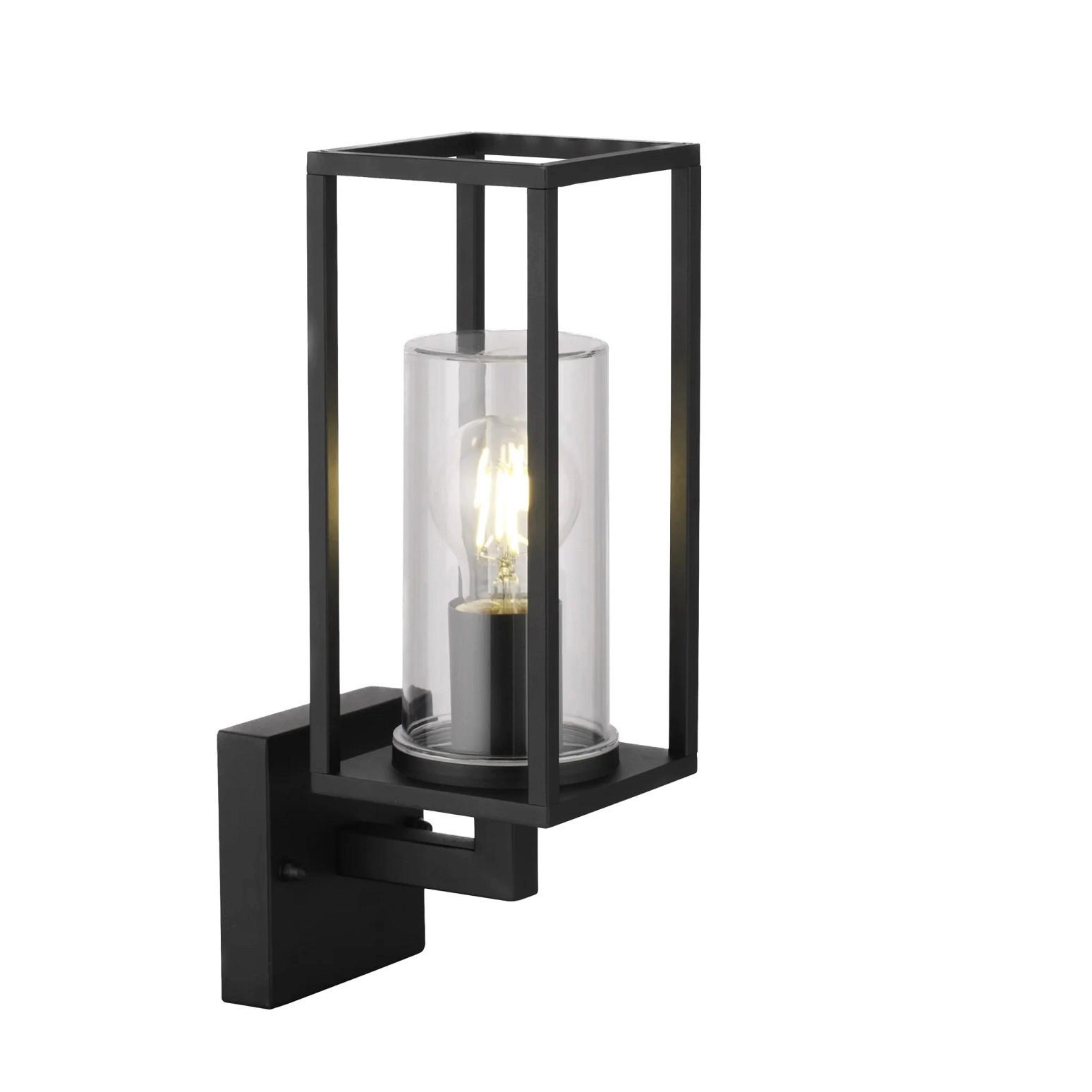 AUSSENWANDLEUCHTEE Schwarz E27 Klarer Diffusor IP54 - Schwarz, Metall (11/34/15.5cm) - CGC Europe