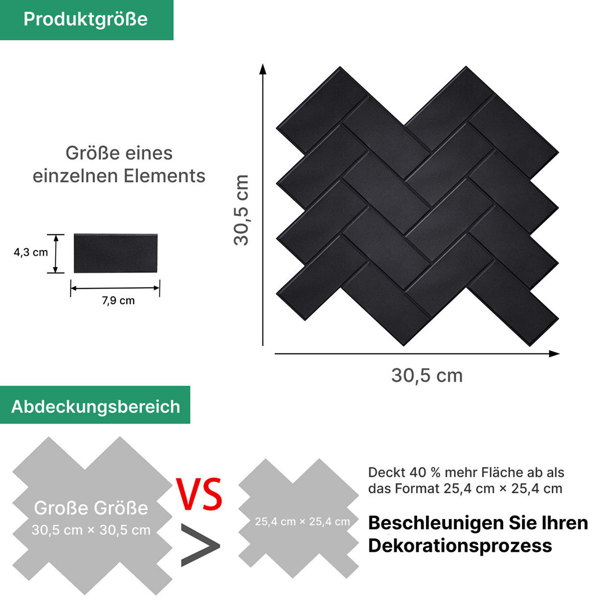 FLIESENAUFKLEBER 1 Stück 30,5 x 30,5 cm Selbstklebende Fliesen - Noce Mattone - Schwarz, Kunststoff (30.5/0.16/30.5cm) - Mazovia