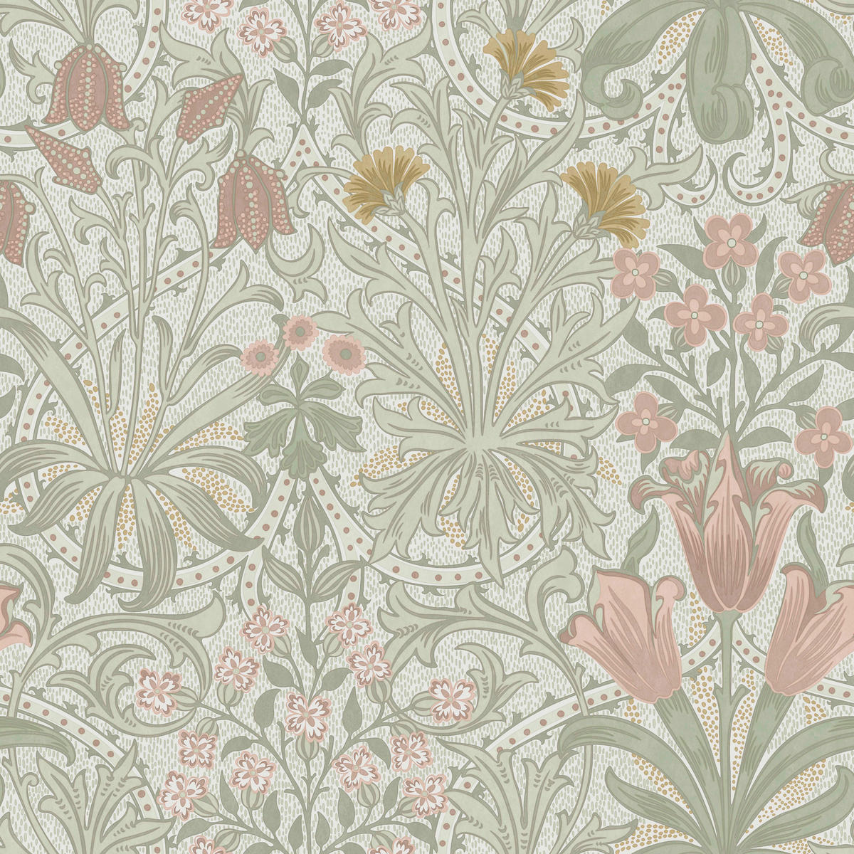 VLIESTAPETE Waldunkräuter 1000x52cm - Salbeigrün, Papier/Kunststoff (52/1000cm) - William Morris at Home