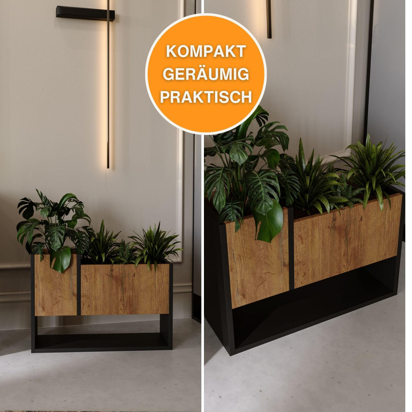 BLUMENKASTEN - Nussbaumfarben, Holzwerkstoff (23/45/65cm) - RAUMHIRSCH FURNITURE