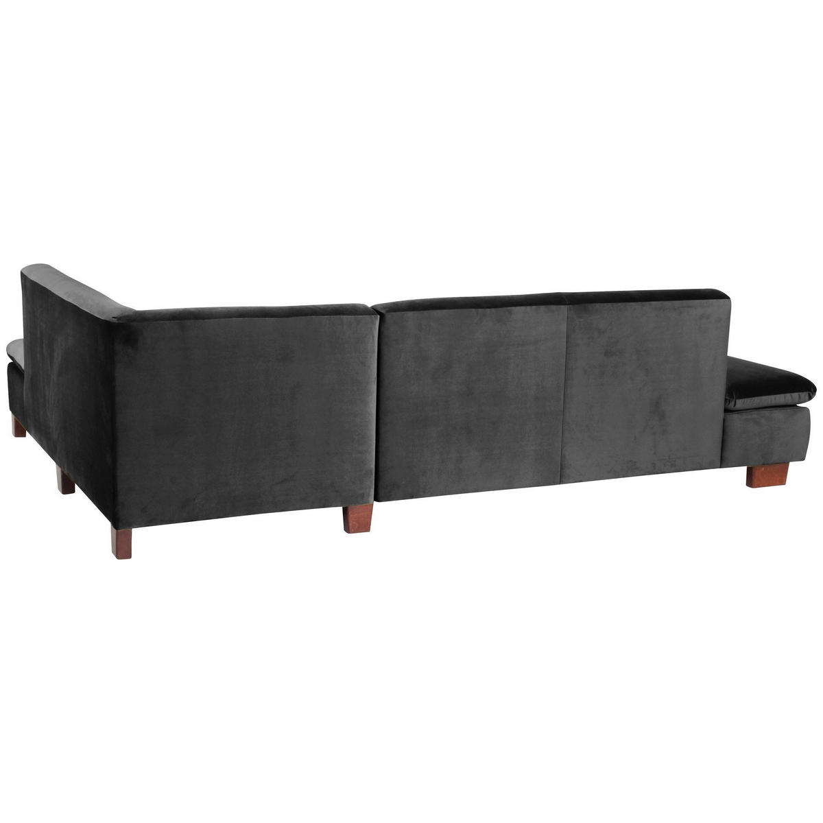 ECKSOFA mit Ottomane rechts Kaye Bezug Samtvelours Buche nussbaum dunkel / schwarz - Schwarz, Kunststoff (270/190cm) - 58aufmkessel