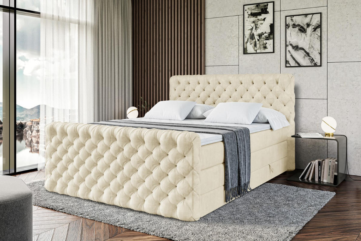 BOXSPRINGBETT BOXI8-Z KING - 180x200 - H3/H4 - Beige - Beige, Holzwerkstoff (180/200cm) - ALTDECOR