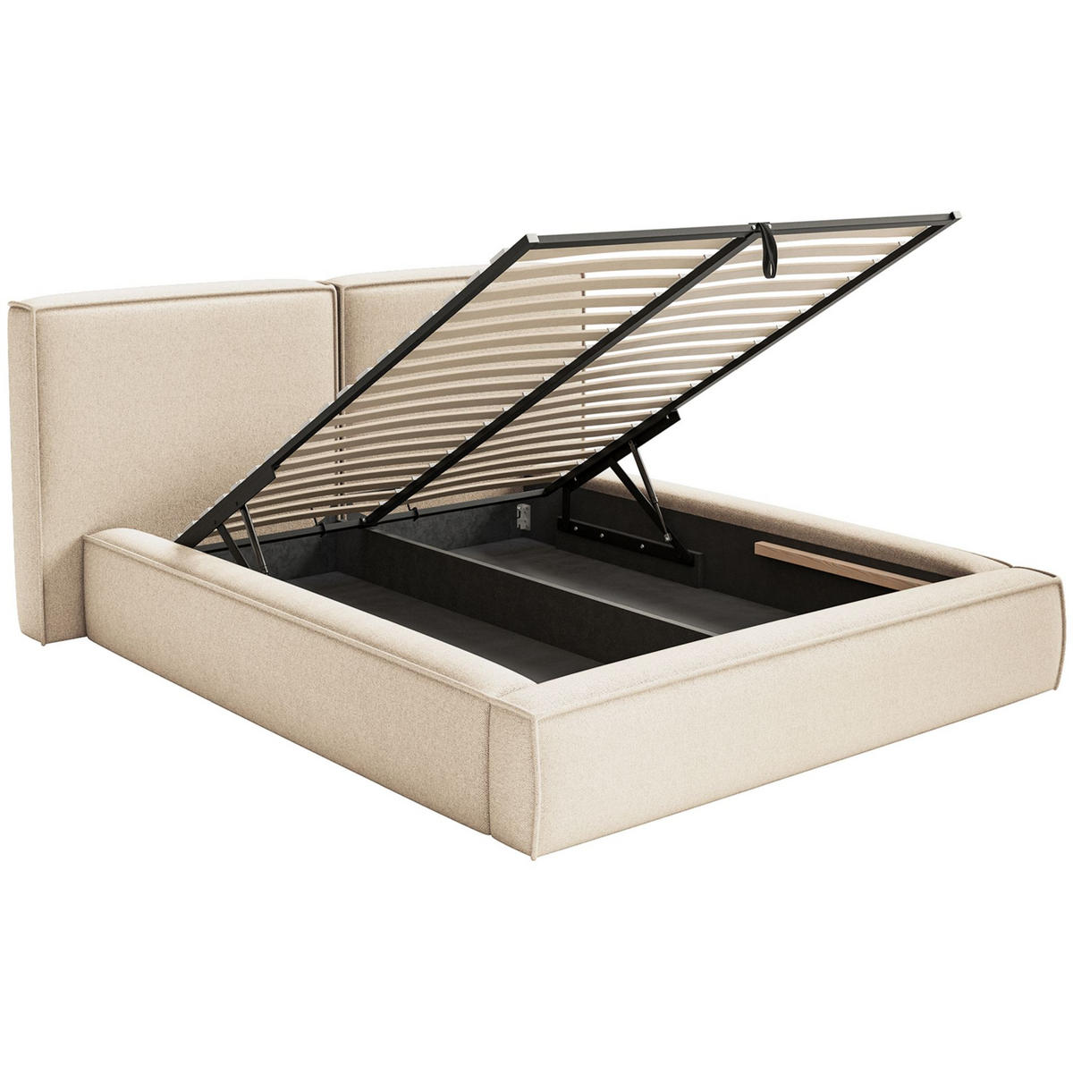 POLSTERBETT Tilves Hellbeige 140x200 cm - Ecru/Schwarz, Kunststoff/Textil (140/200cm) - Selsey