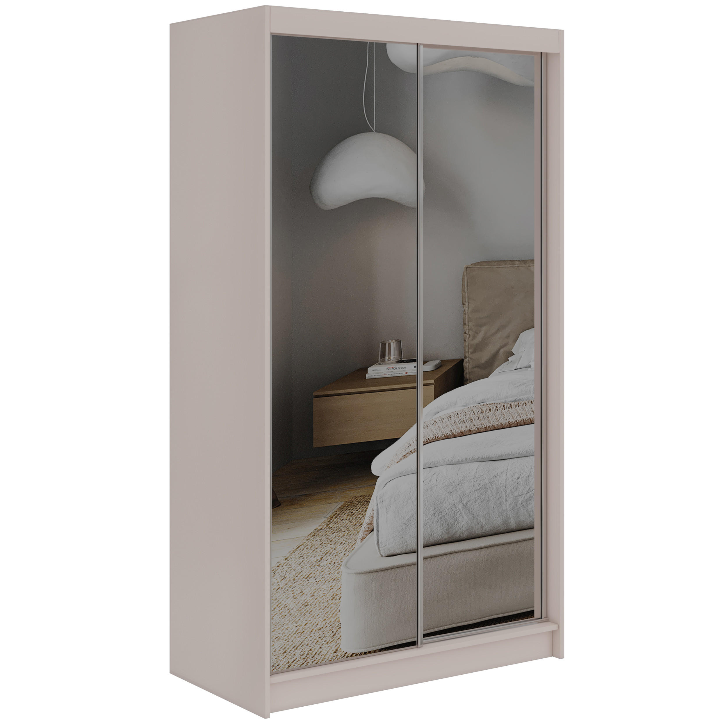 SCHWEBETÜRENSCHRANK mit Schubladen 120 - DUBROWNIK - Kaschmir mit Spiegel - Kaschmir/Alufarben, Holzwerkstoff/Metall (120/216/61cm) - MKS