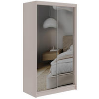 SCHWEBETÜRENSCHRANK mit Schubladen 120 - DUBROWNIK - Kaschmir mit Spiegel - Kaschmir/Alufarben, Holzwerkstoff/Metall (120/216/61cm) - MKS