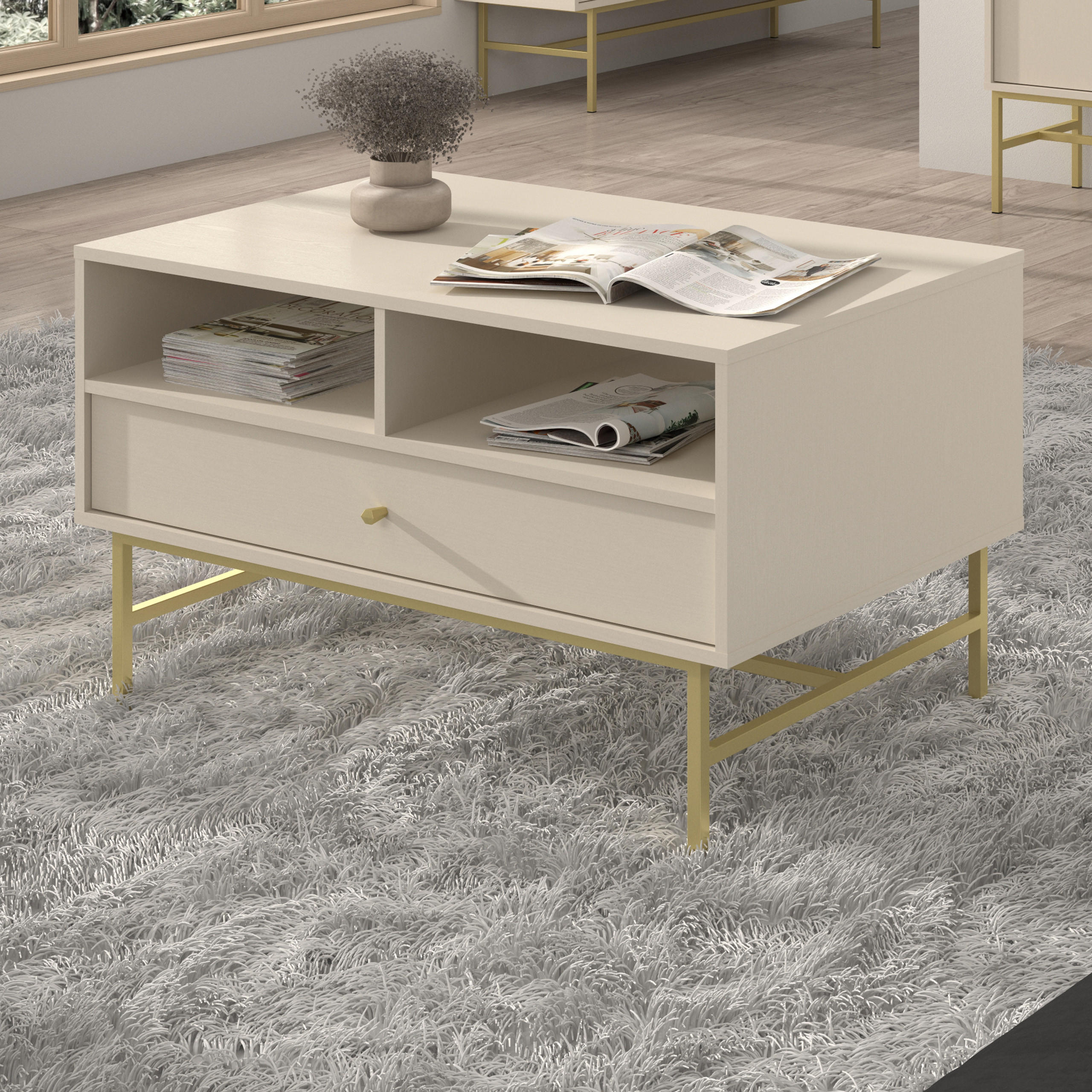 COUCHTISCH TORINO 100,2/62,5/65 cm Beige - Beige, Holzwerkstoff (65/100.2/62.5cm) - MASSENO