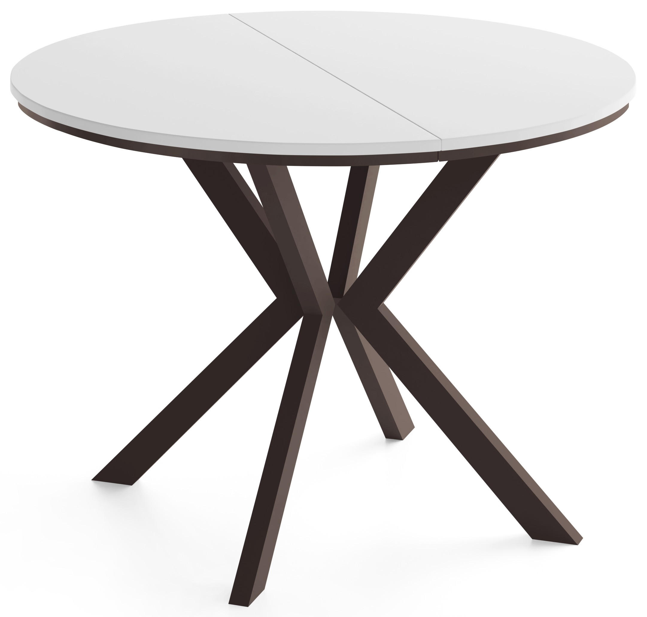 ESSTISCH Valio Neo rund oval ausziehbar verlängerbar mit braunen Metallbeinen, Weiß 100-140/100/76 cm - Braun/Weiß, Holzwerkstoff/Metall (100/140/76cm) - WFL GROUP