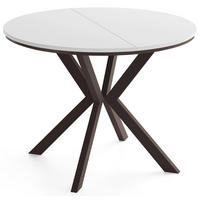 ESSTISCH Valio Neo rund oval ausziehbar verlängerbar mit braunen Metallbeinen, Weiß 100-140/100/76 cm - Braun/Weiß, Holzwerkstoff/Metall (100/140/76cm) - WFL GROUP