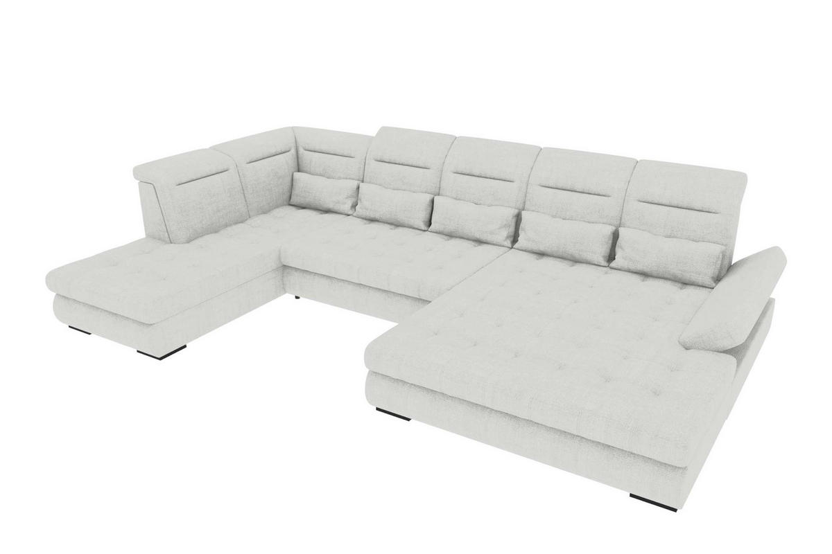 WOHNLANDSCHAFT Toscana Strukturstoff inkl. Schlaffunktion - Creme, Textil (358/87/208cm) - 99rooms