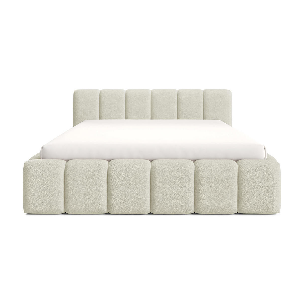 POLSTERBETT KALLA Medium 140x200 cm mit Bettkasten – QUELLE 02 - Creme, Holz (140/200cm) - Dekori_Interiors