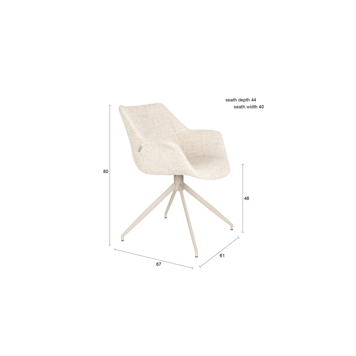 ESSZIMMERSTUHL Doulton Beige - 2 er Set - Beige, Textil (67/80/61cm) - Zuiver