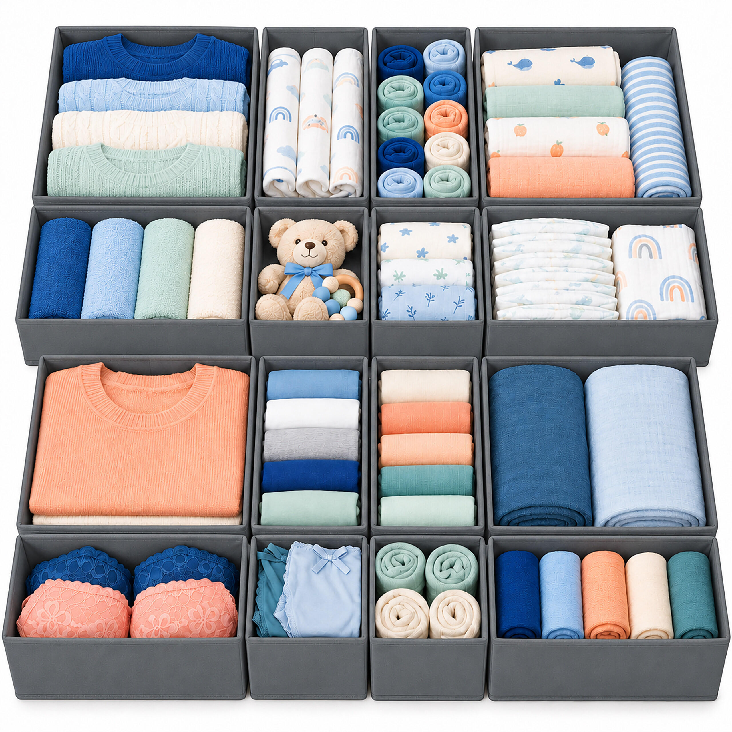 ORGANIZATOR Gri set 16-piese material netesut