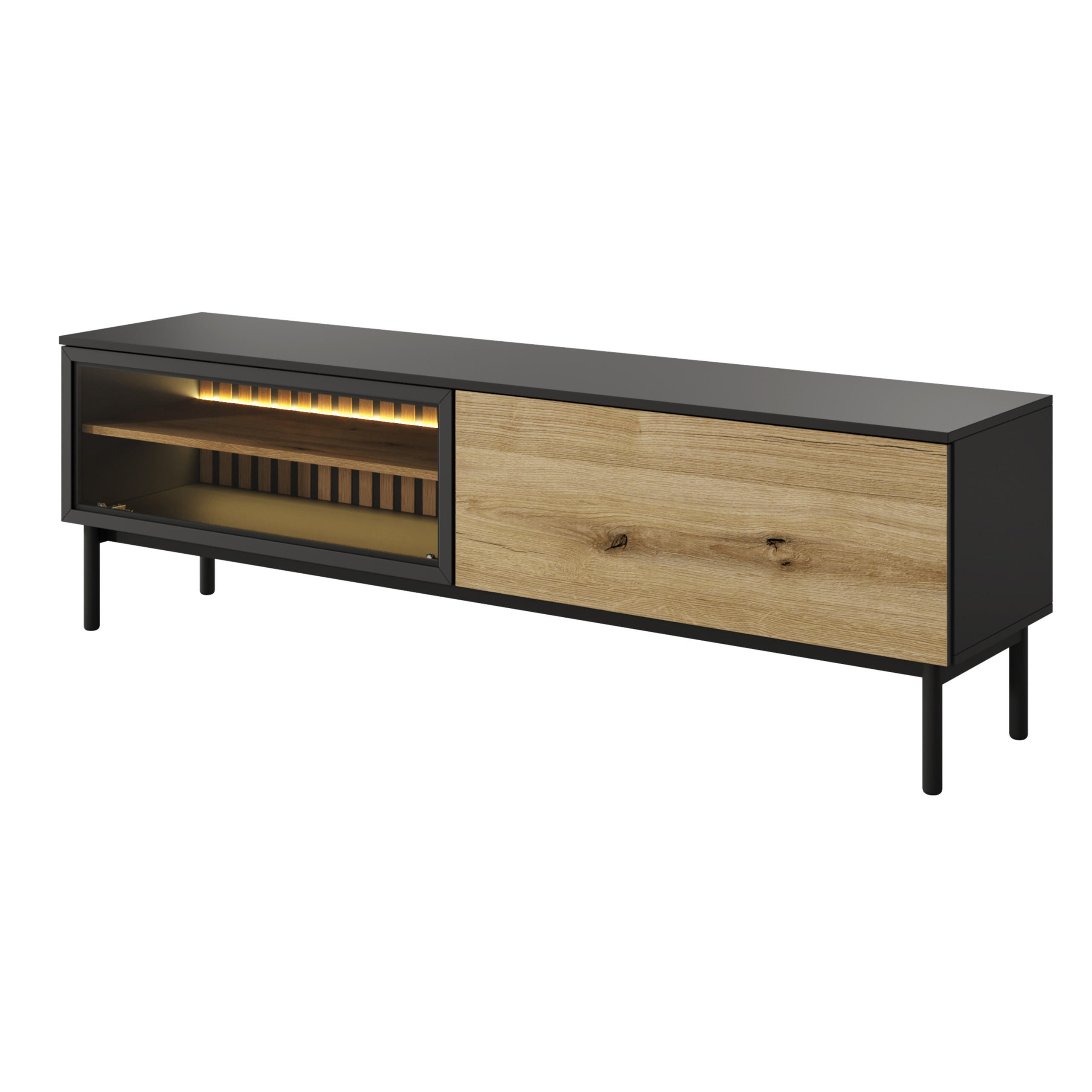 LOWBOARD LAMBERTI 179,9x39,4x54,8 cm mit 2 Türen Schwarz - Goldfarben/Schwarz, Holzwerkstoff (179.9/54.8/39.4cm) - MASSENO