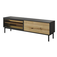 LOWBOARD LAMBERTI 179,9x39,4x54,8 cm mit 2 Türen Schwarz - Goldfarben/Schwarz, Holzwerkstoff (179.9/54.8/39.4cm) - MASSENO