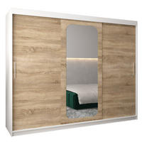 SCHWEBETÜRENSCHRANK 200/250/62 3-türig - Silberfarben/Weiß, Holz/Kunststoff (250/200/62cm) - Abiks Möbel