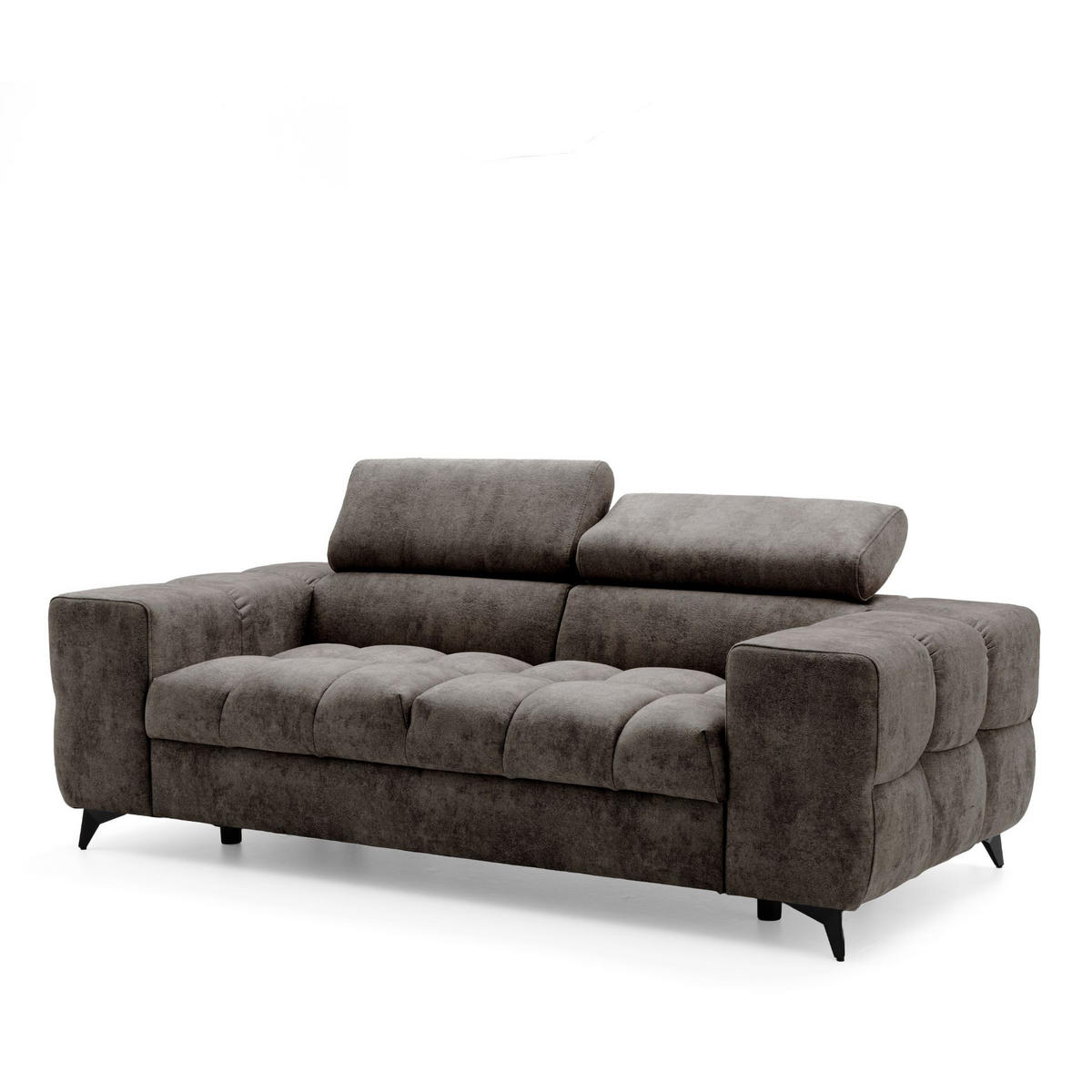 2-SITZER Sofa PUDDING 209 cm Velours Braun - Schwarz/Braun, Holz/Textil (209/93/100cm) - Muffo