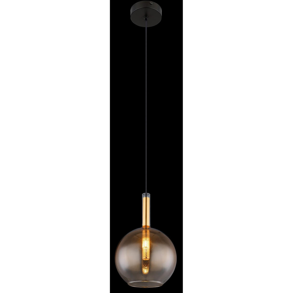 HÄNGELEUCHTE Metall Messing Schwarz - Messingfarben, Glas (18/18/120cm) - Globo Lighting