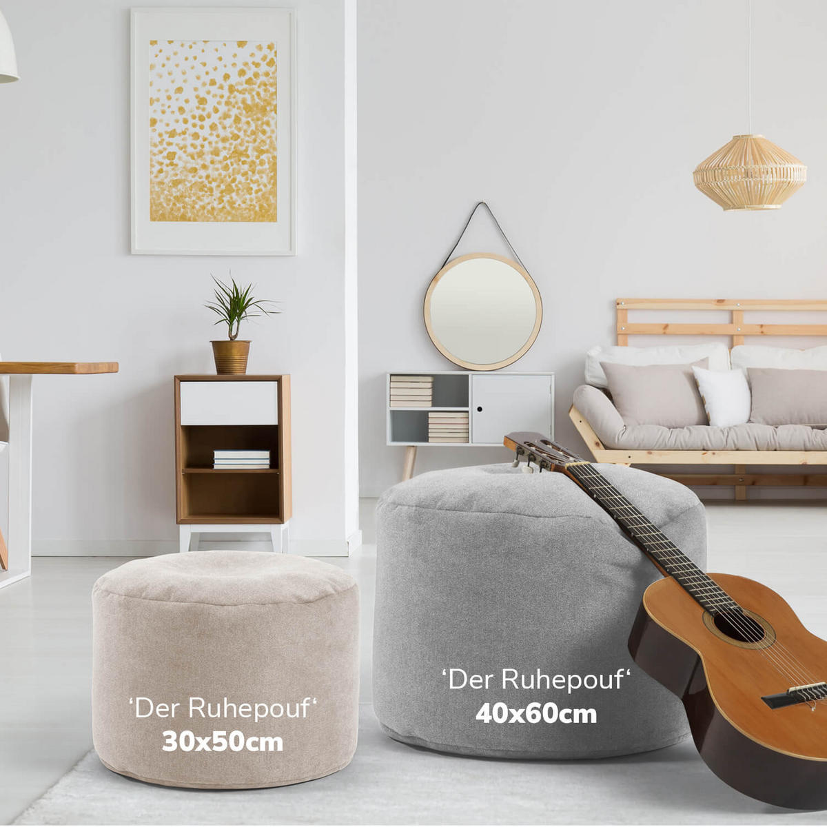 POUF Der Ruhepouf - Beige, Textil (50/30/50cm) - Mokebo