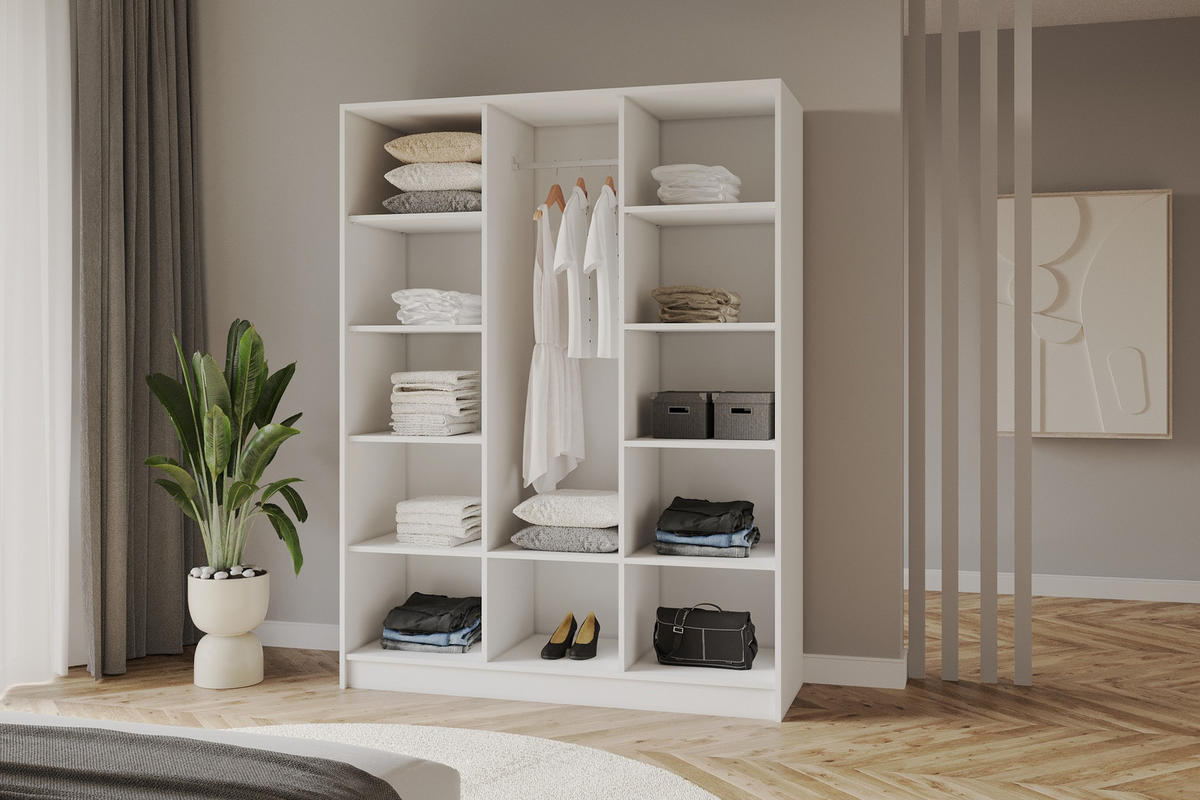 KLEIDERSCHRANK - LUSSO - 150 - Weiß - Goldfarben/Weiß, Holzwerkstoff (150/200/51cm) - ALTDECOR