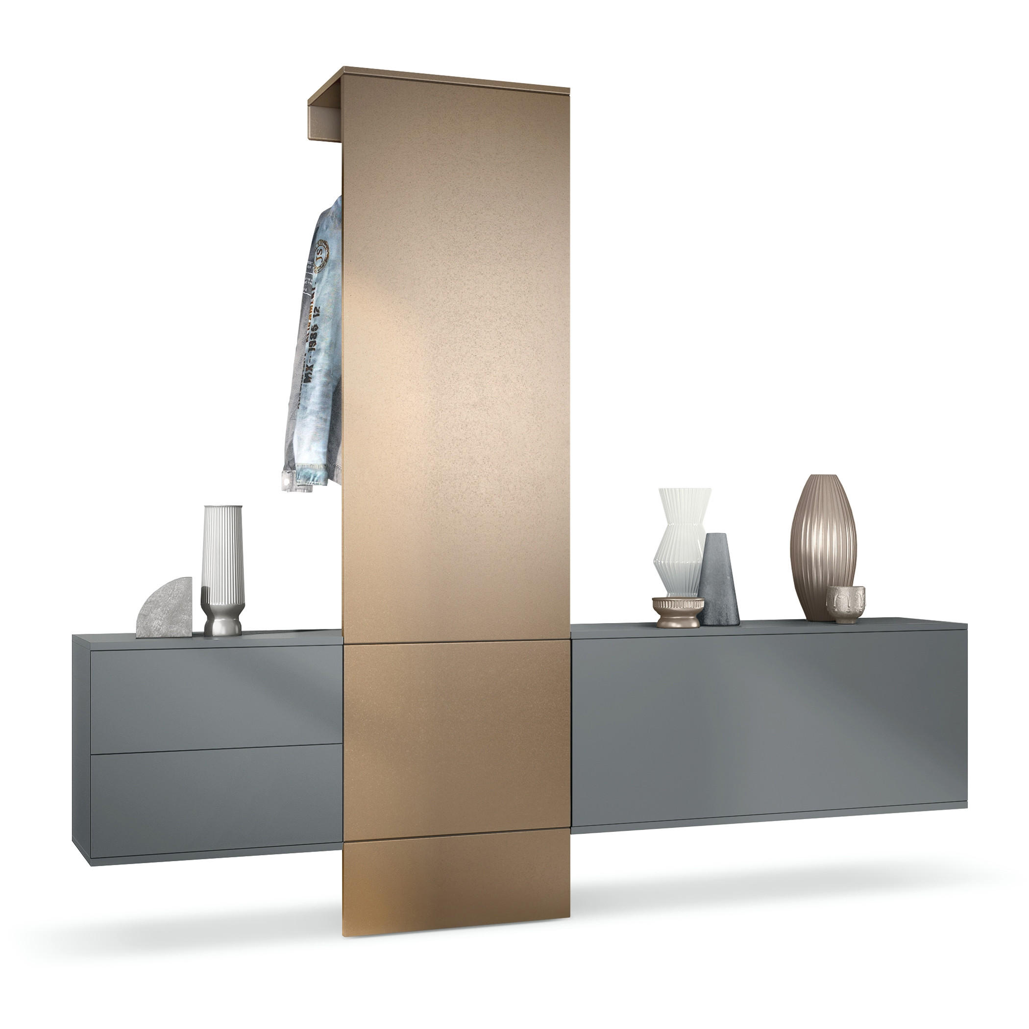 GARDEROBE Carlton Paneel in Bronze Optik - Bronzefarben, Holzwerkstoff (209/193/35cm) - Vladon
