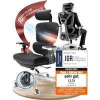 BÜROSTUHL ProSeat Schwarz - Silberfarben/Schwarz, Kunststoff/Textil (70/145/70cm) - Clouvou