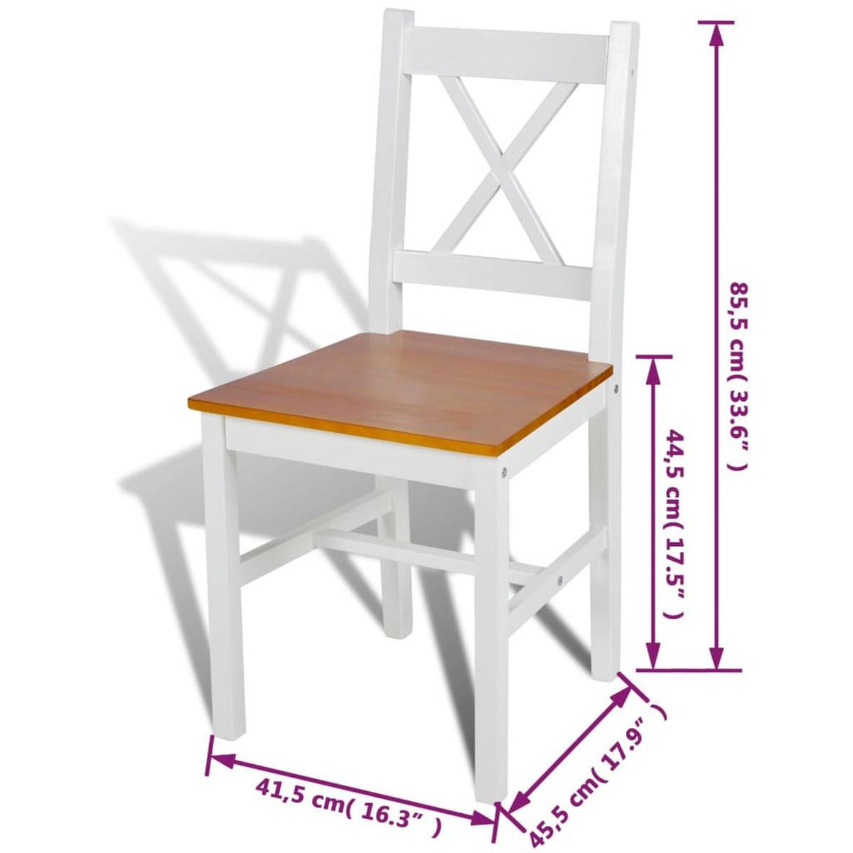 STUHL-SET 4Stk. 41.4*85.5*45.5 - Weiß/Kieferfarben, Holz (41.4/85.5/45.5cm) - ZMH