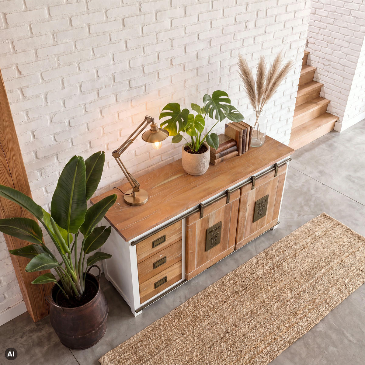 SIDEBOARD Mango 150x45x80 weiß lackiert RAILWAY #500 - Weiß, Holz (150/80/45cm) - Massivmoebel24