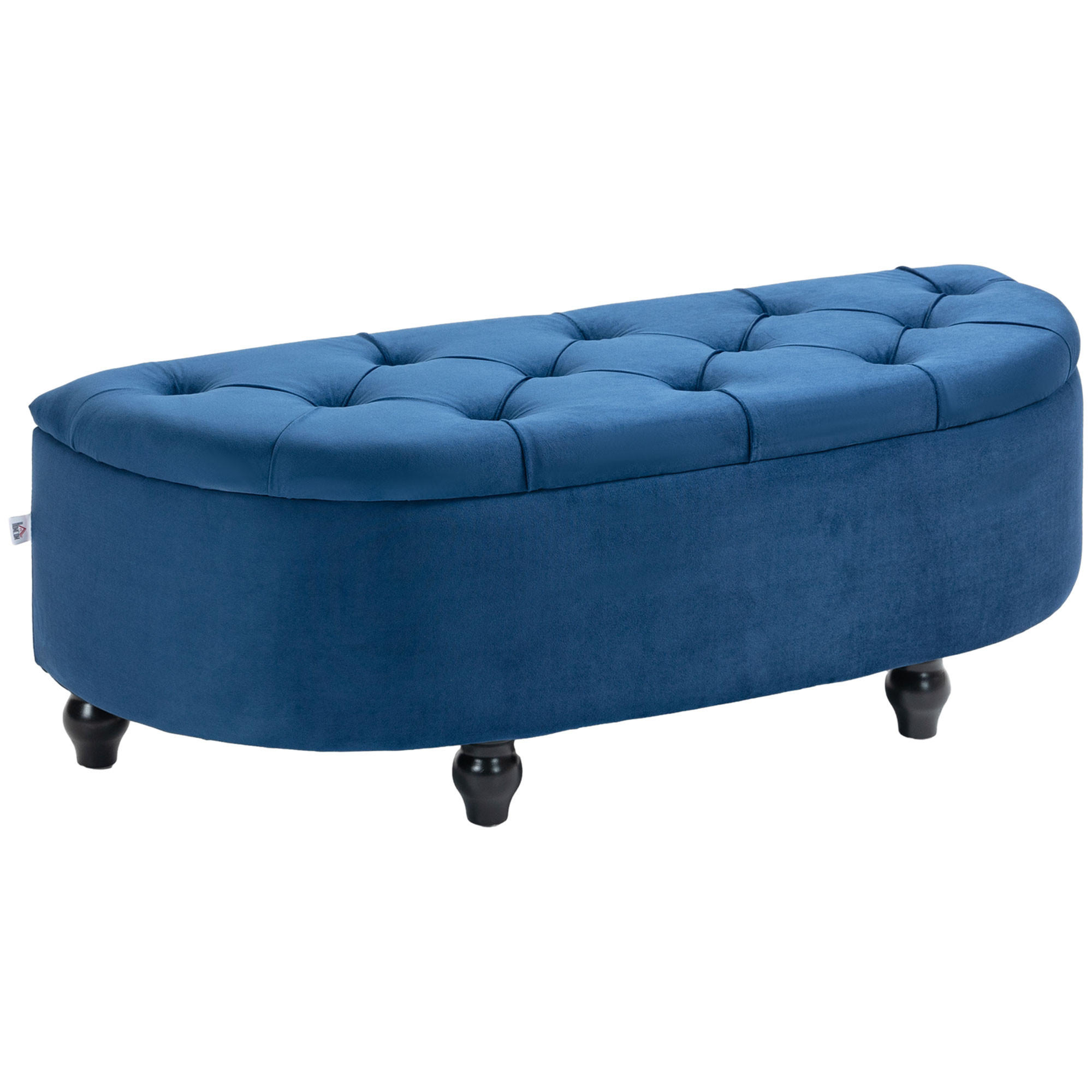 TRUHENBANK DE-16382 halbrund mit Knopfpolster und Hydraulik Blau - Blau, Textil (120/42/46cm) - ComfortXL