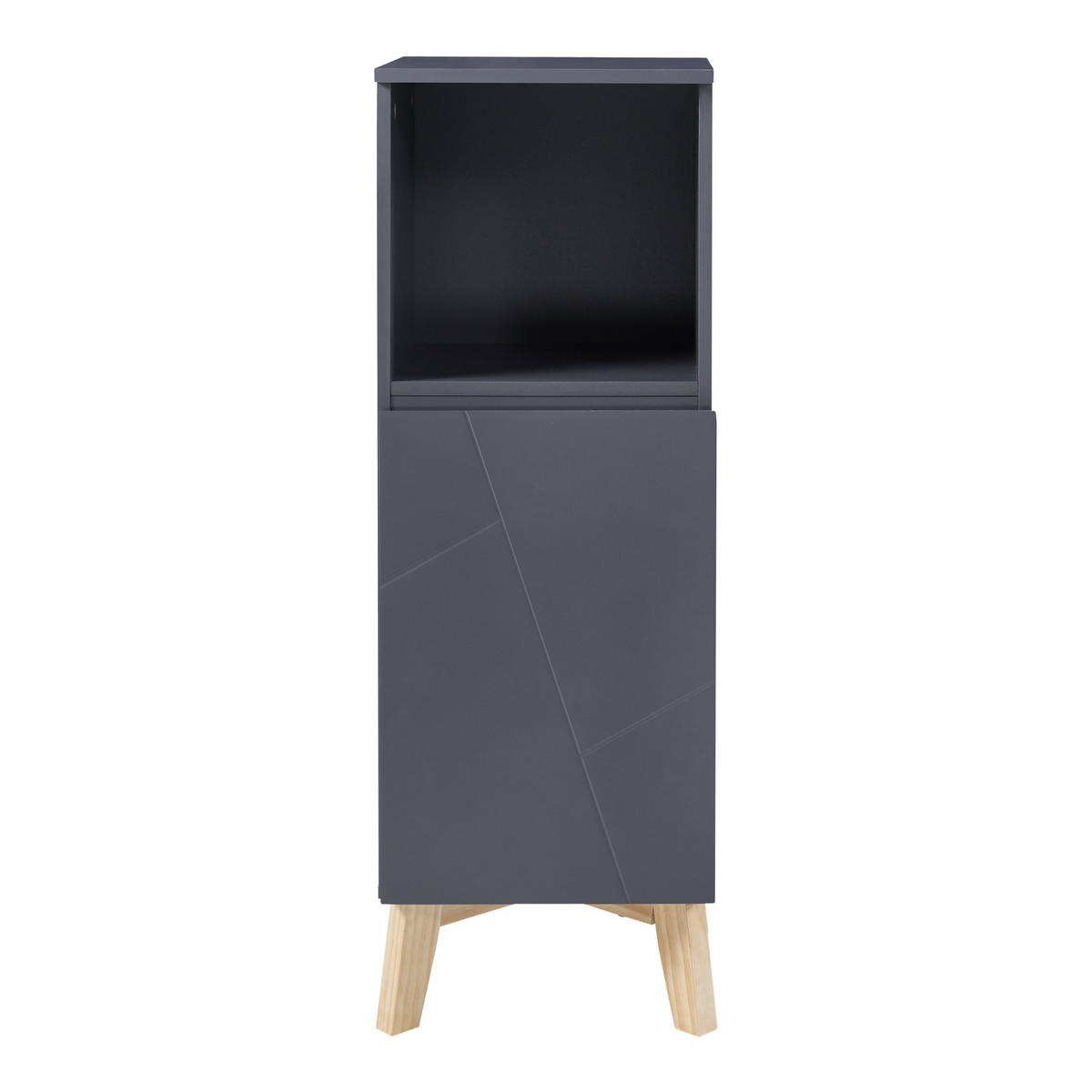 BADEZIMMERSCHRANK Overath - Naturfarben/Grau, Eichenholz/Holzwerkstoff (30/86/30cm) - [en.casa]
