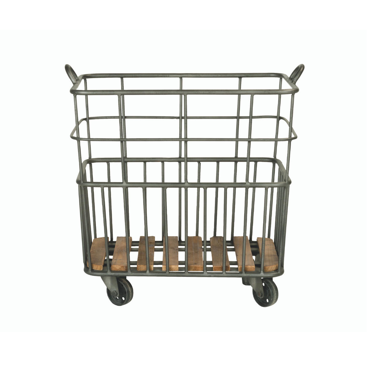 METALLISCHER Rollenholzwagen - 54/35/53 cm - Anthrazit, Holz (35/53/54cm) - Signature