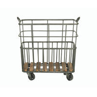 METALLISCHER Rollenholzwagen - 54/35/53 cm - Anthrazit, Holz (35/53/54cm) - Signature