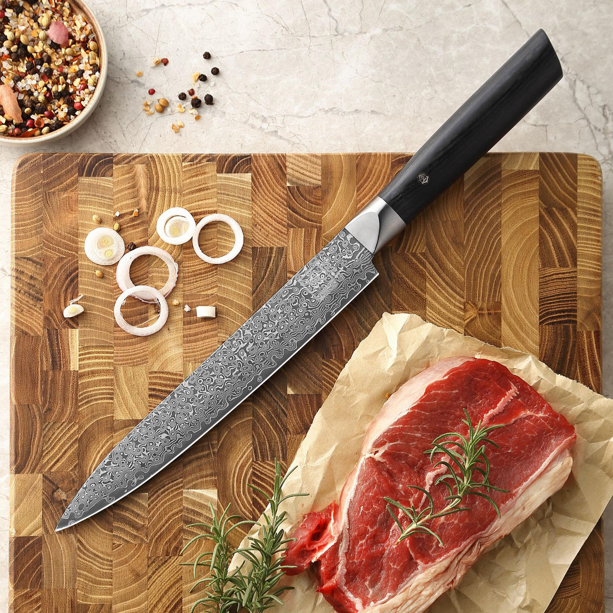 FLEISCHMESSER 20 cm - Schwarz, Holz/Metall (34cm) - Zayiko