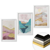 WANDBILDER 3er-Set - 40x60 cm Weißer Rahmen - Abstrakte Berge Sonne - Weiß, Kunststoff (40/60cm) - ArtPrintCave