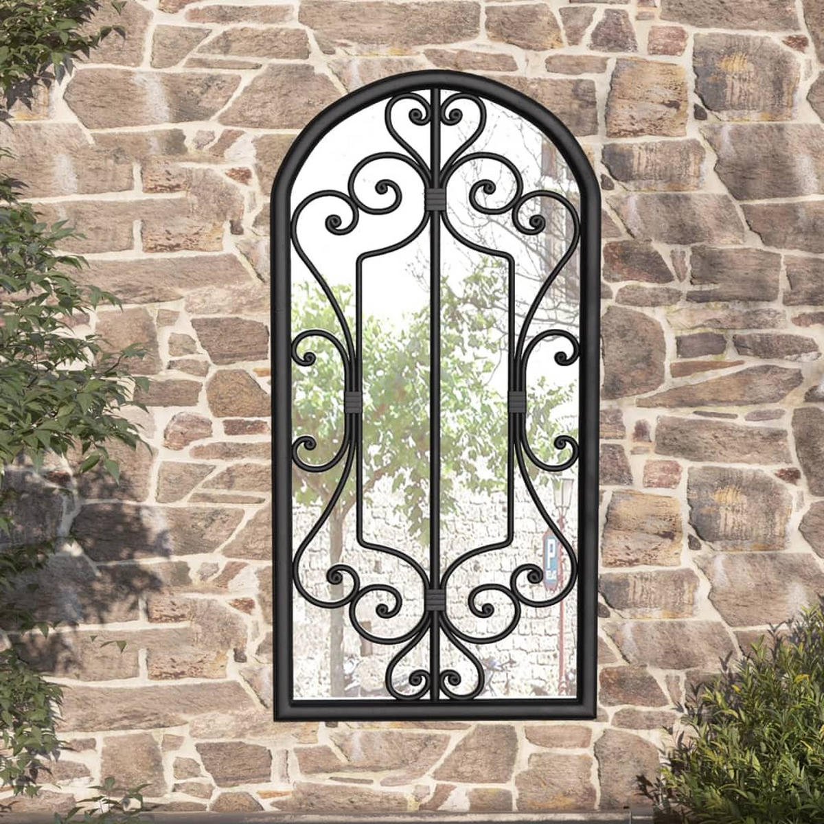GARTENSPIEGEL Schwarz 70x30 cm Eisen - Schwarz, Metall (30/70/1cm) - furnicato