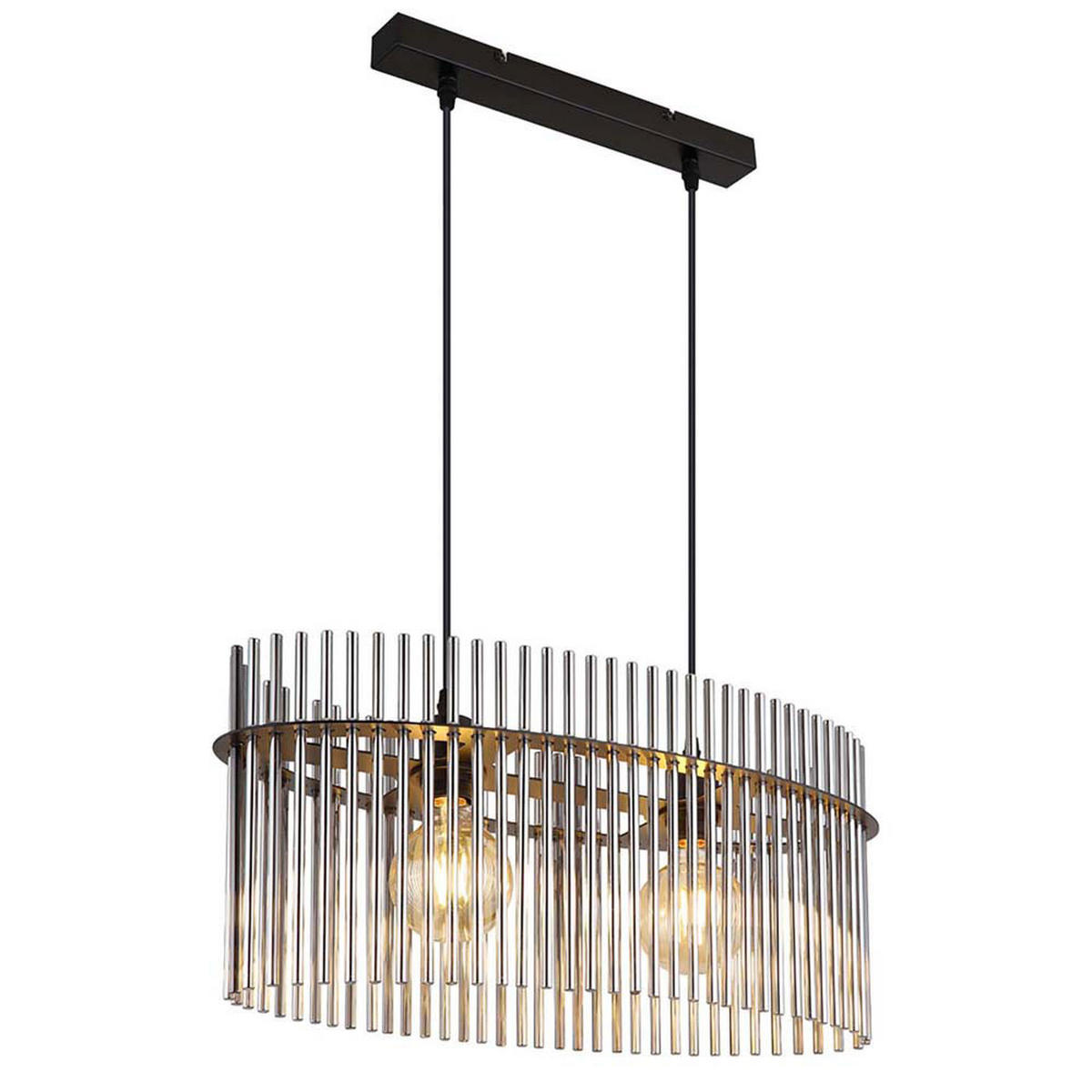 LED HÄNGELEUCHTE Glasstäbe Grau Schwarz Matt - Grau, Glas (60/23/140cm) - Globo Lighting