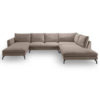 SOFA braun Cord-Stoff 202 x 361 cm, Wohnlandschaft U-Form - Schwarz/Braun, Holz/Textil (361/87/202cm) - Inn.Furn