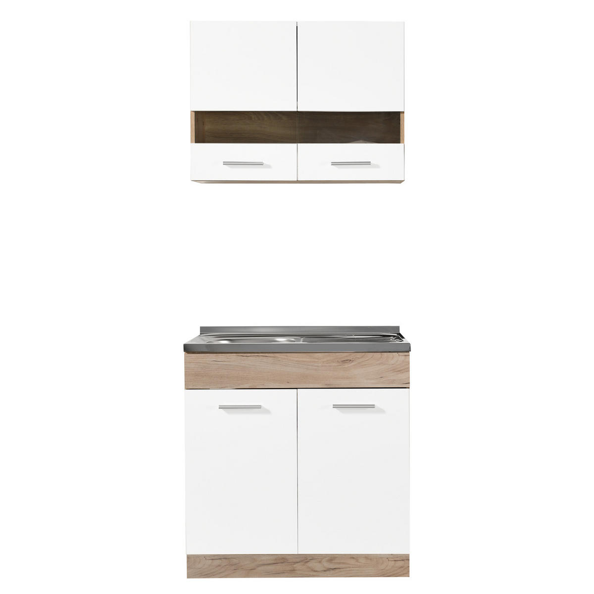 KÜCHENLEERBLOCK 80 cm in Weiß - Silberfarben/Weiß, Holz (80/206/51cm) - Homestyle4u