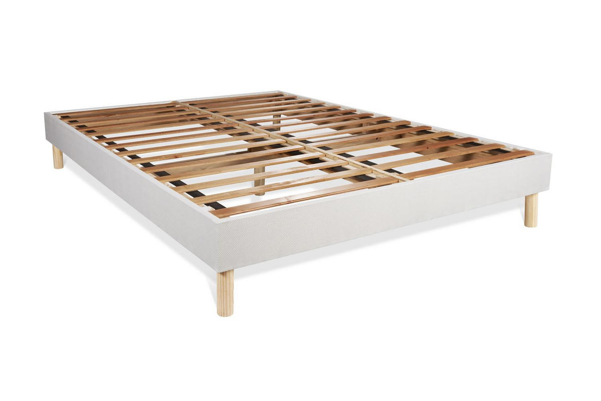 BETT Actiflex ergo Taschenfederkern und Memory-Schaum 200 x 200 cm h4 - Kit Bettgestell Weiß - Mit Kissen und Bettdecke - Beige/Weiß, Holz/Textil (200/200cm) - ACTISOM