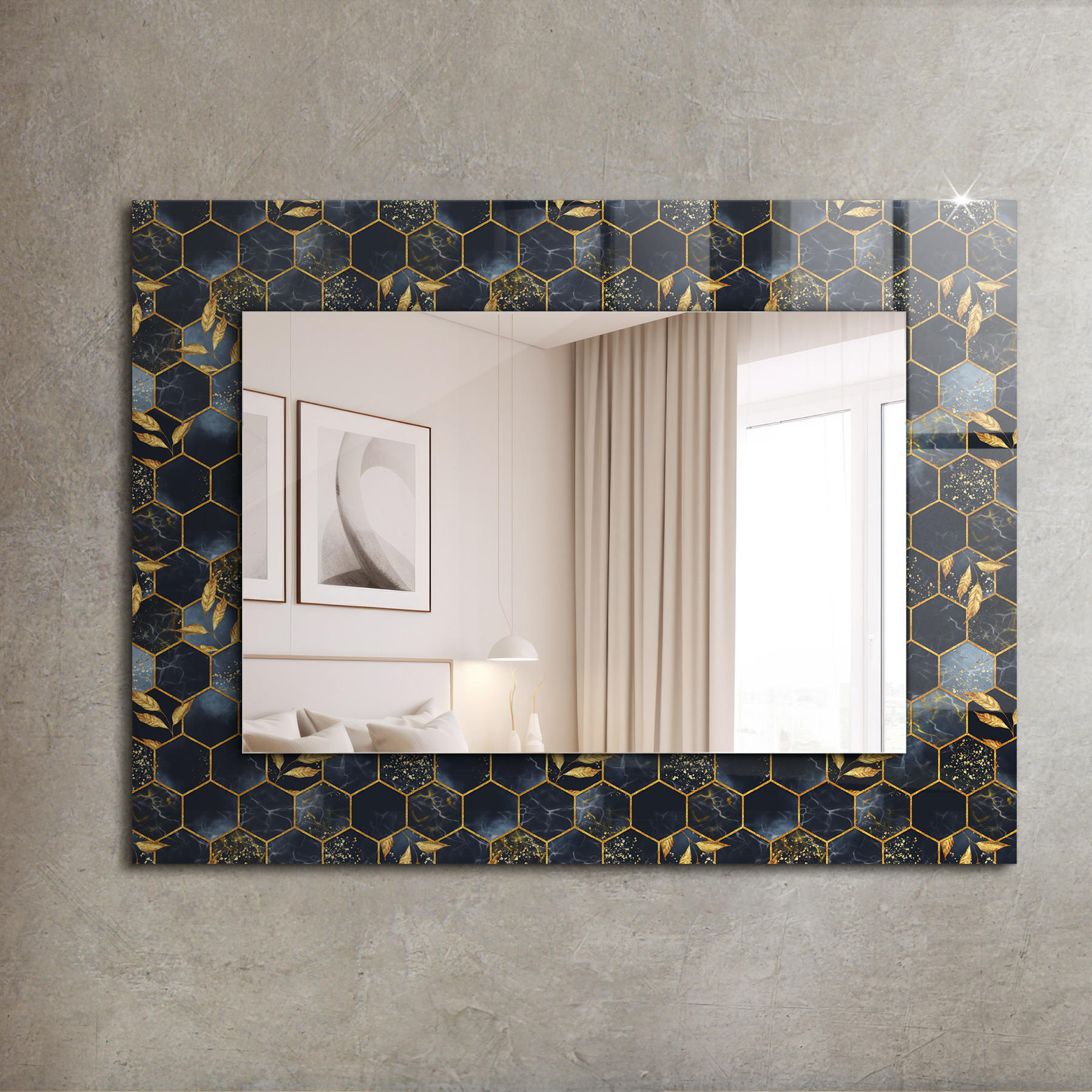 SPIEGEL 80 x 60 cm Rechteckig mit Aufdruck - Anthrazit, Glas (80/60/0.4cm) - TULUP