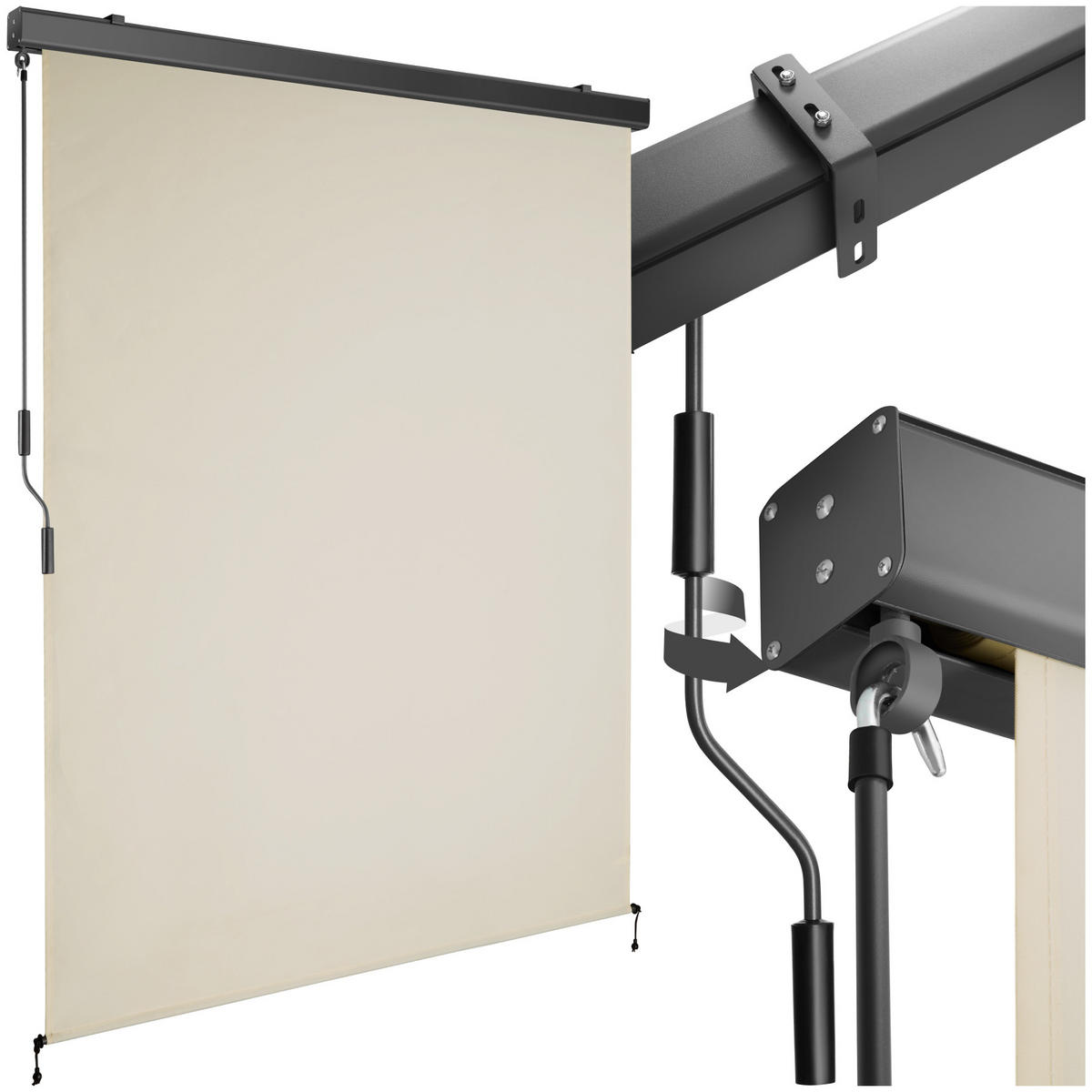 SENKRECHTMARKISE Eloise, inkl. Wandhaltern, beige - Beige, Textil (140/250cm) - tectake